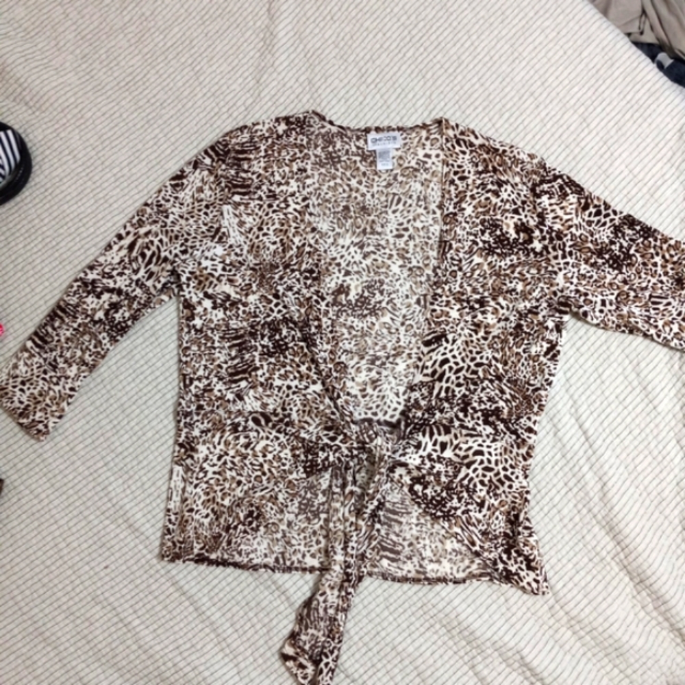 Chico's Animal Print Camisole - Brown and Cream